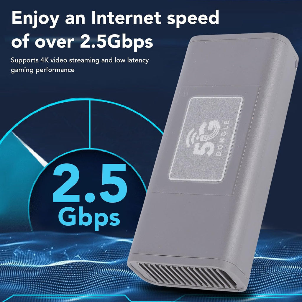 5G USB Modem, 2.5Gbps High Speed Portable Mobile Hotspot Router with Built in Antenna, for Gaming Video Streaming and Global Travel