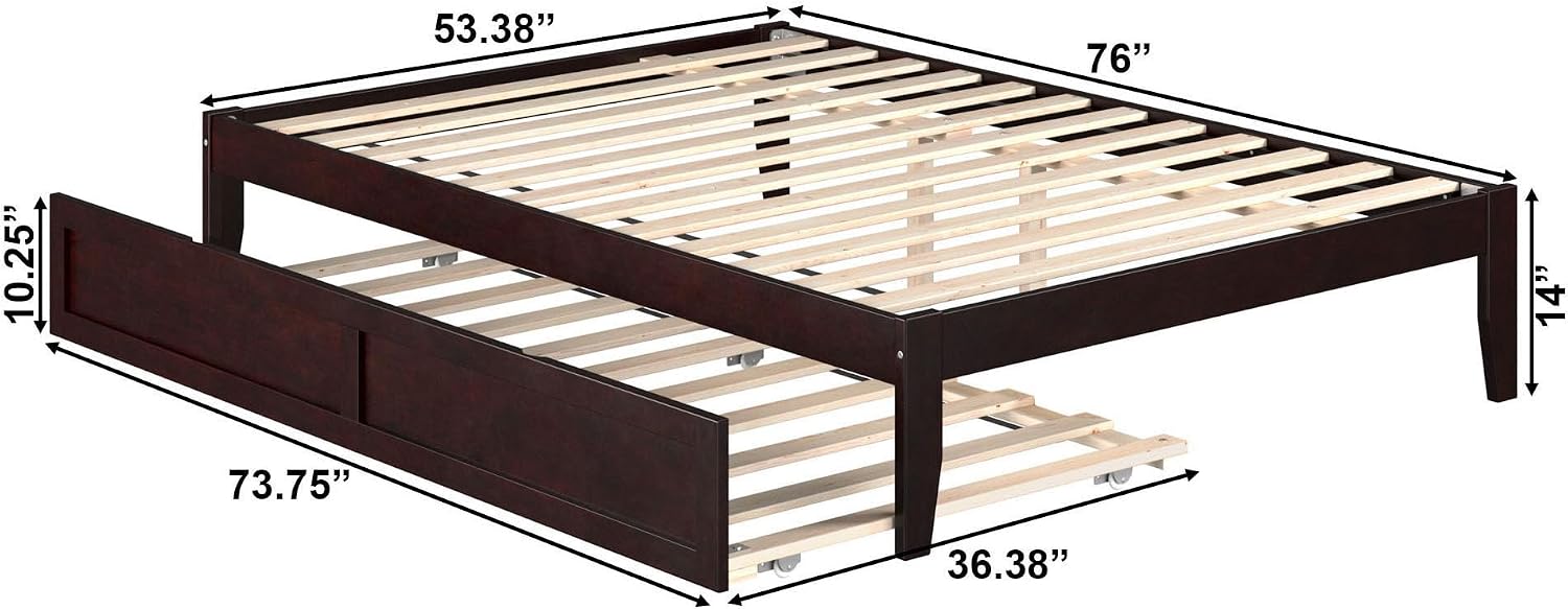 AFI Colorado Full Size Platform Bed with Twin Trundle and Charging Station in Espresso