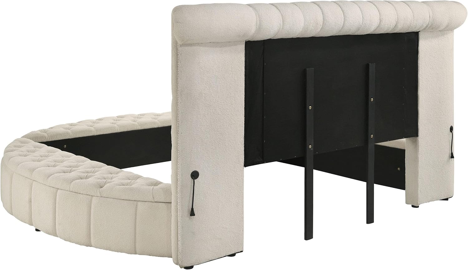 Coaster Home Furnishings - Sonya - Wood - 4-Piece Bedroom Set with Round Bed, Scroll-Back Headboard, USB Ports and Modern Classic Style - Bedroom - Eastern King Size - Ivory - 360111KE-S4