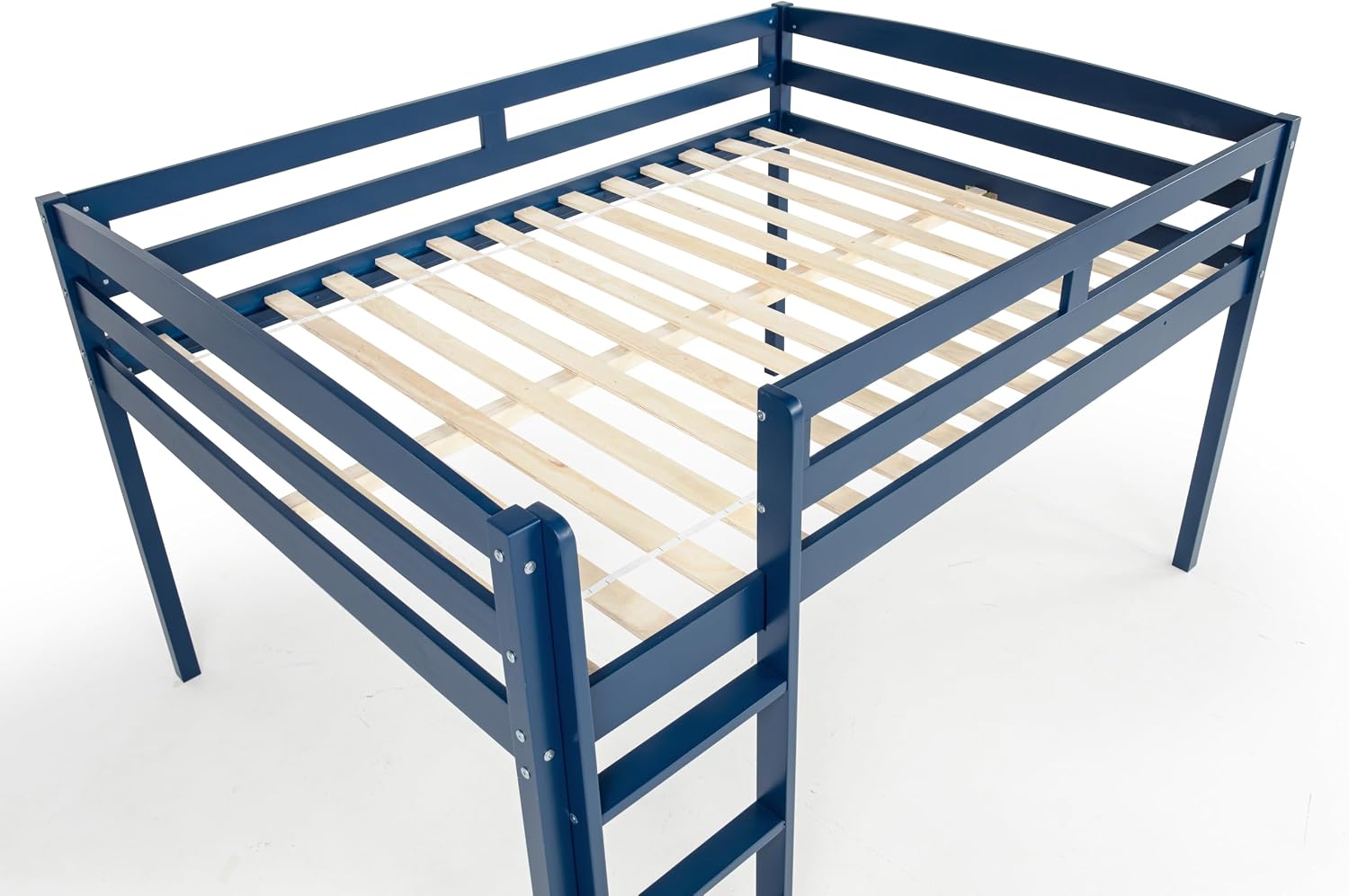 Camaflexi Tribeca Wood Low Loft Bed Frame / 14 Wood Slats Support and 1 Center Support/No Box Spring Necessary/Easy Assembly/Full - Blue