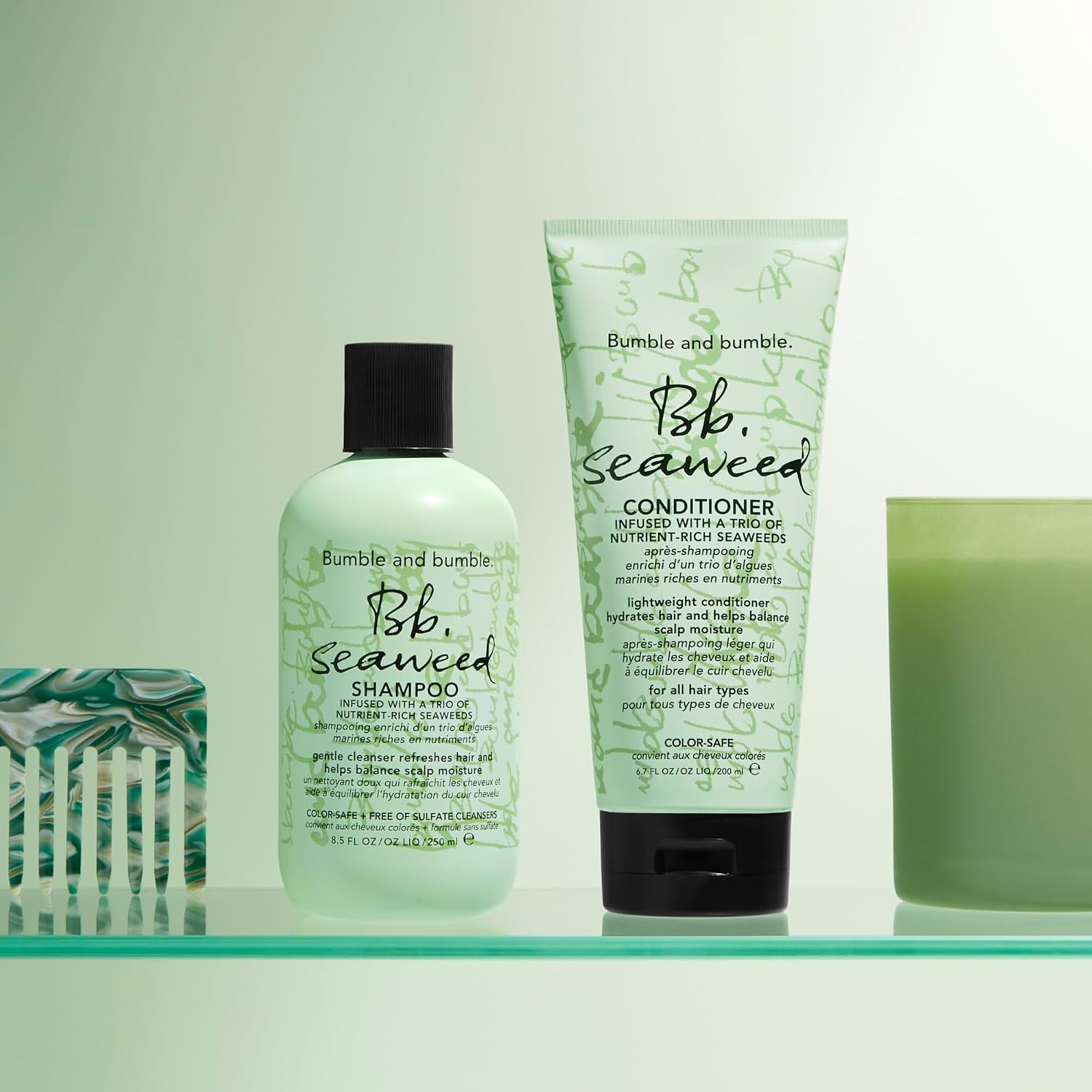 Bumble and bumble. Seaweed Hydrating Shampoo | Gently Cleanses Without Stripping |Improves Scalp Hydration| Sulfate Cleanser Free | For Fine to Medium Curly Wavy Straight Hair