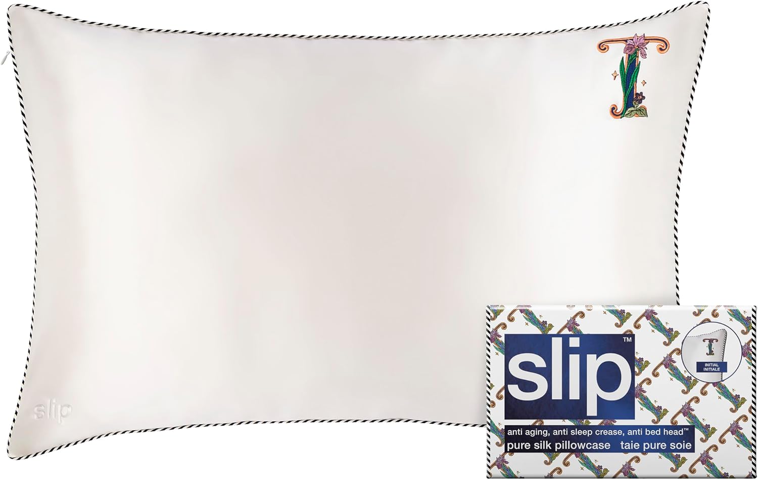 slip The Original Queen Pure Silk Pillow Case - 100% Pure 22 Momme Mulberry Silk - Queen Standard Size - Anti-Aging, Anti-BedHead, Anti-Sleep Crease, Initial Collection: Letter T (20' x 30')