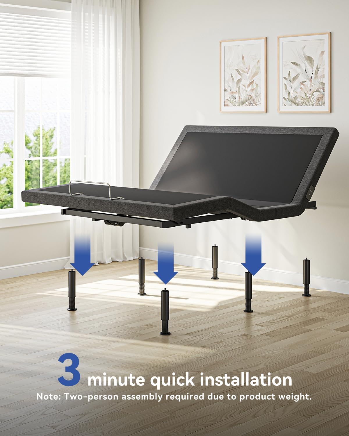 Full Size Adjustable Bed Frame with Massage & Zero Gravity - Electric Bed Frame with Remote, USB Charging, LED Night Light, 7.5-12.5' Adjustable Height, 900LBS Capacity, Quiet Motor