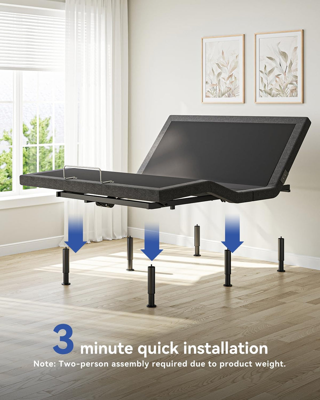 Queen Size Adjustable Bed Frame with Massage & Zero Gravity - Electric Bed Frame with Remote, USB Charging, LED Night Light, 7.5-12.5' Adjustable Height, 900LBS Capacity, Quiet Motor