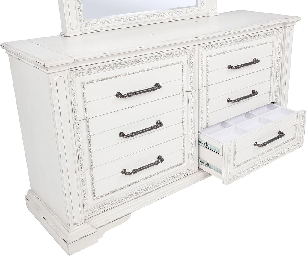 Coaster Home Furnishings - McKinney - Wood - 4-Piece Bedroom Set with Crown Moldings and USB Ports - Bedroom - Eastern King Size - Vintage White - 215871KE-S4
