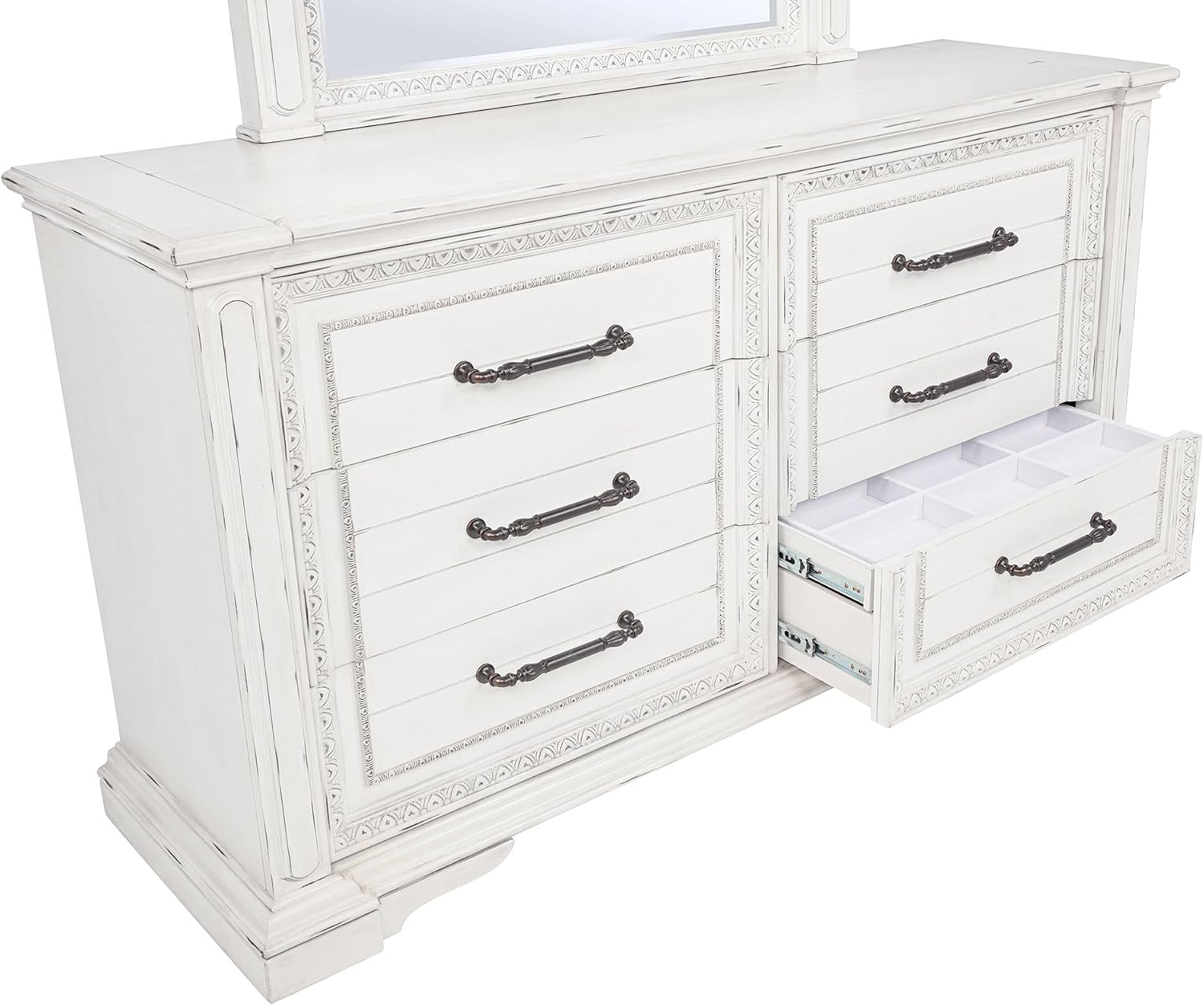 Coaster Home Furnishings - McKinney - Wood - 4-Piece Bedroom Set with Crown Moldings and USB Ports - Bedroom - Queen Size - Vintage White - 215871Q-S4