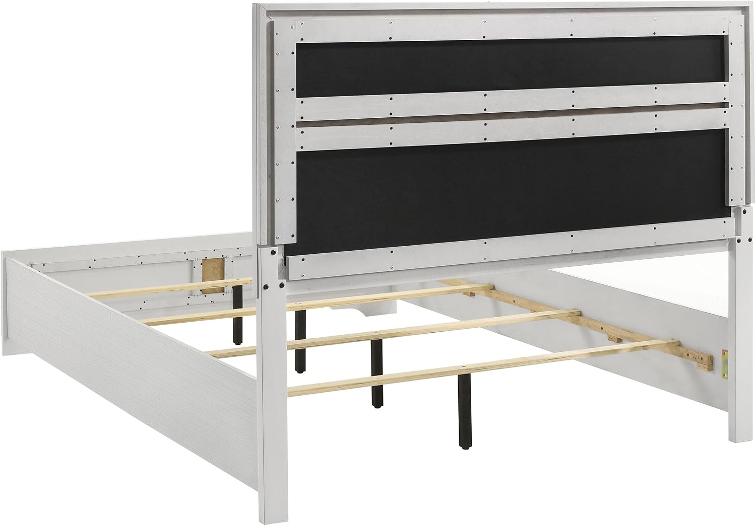 Coaster Home Furnishings Miranda Contemporary 4-Piece Bedroom Set Fabric Upholstered Queen Size Panel Bed Frame 54-inch Headboard White 205110Q-S4