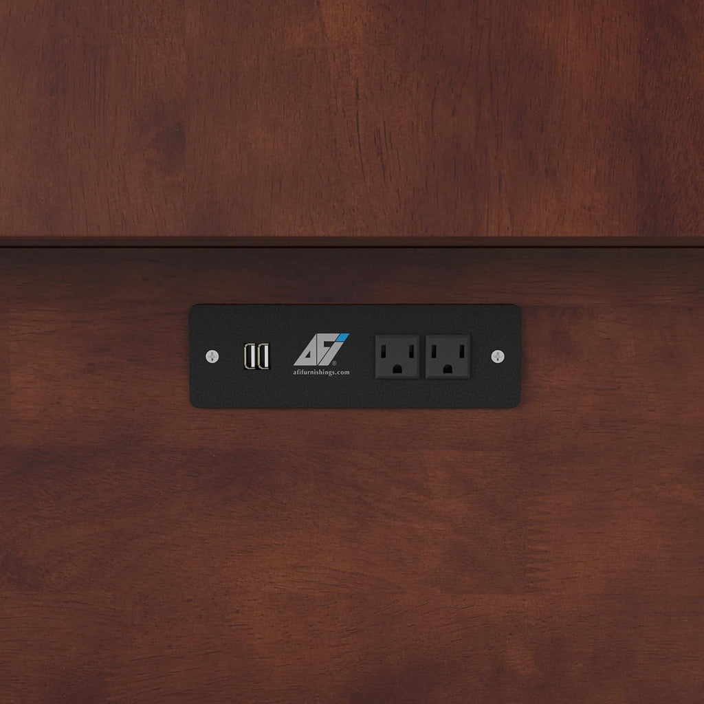 AFI, Nantucket Twin Murphy Bed Chest with Mattress, Storage Drawer, and Built-in USB Charger, Walnut