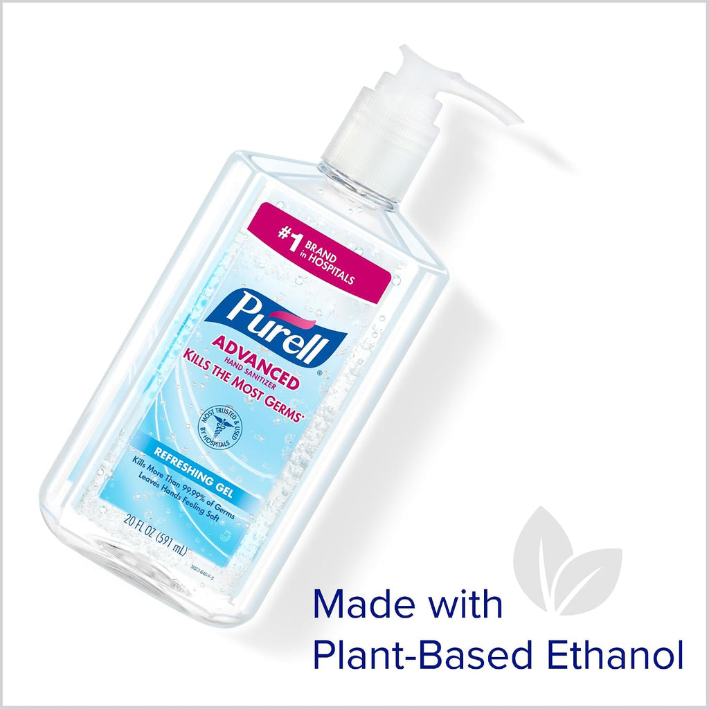 PURELL Advanced Hand Sanitizer Refreshing Gel, Clean Scent, 20 fl oz Pump Bottle (Pack of 12) – 3023-12