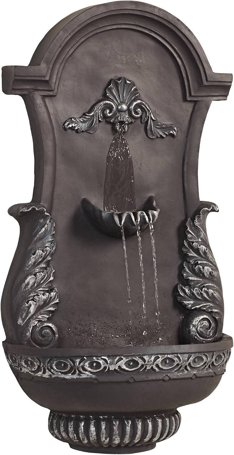 San Pablo Ornate 33' High Large Italian Indoor Outdoor Decor Gray Resin Wall Fountain Tiered Waterfall Basin Water Feature for Outside Garden Patio Yard Backyard Porch Deck - John Timberland