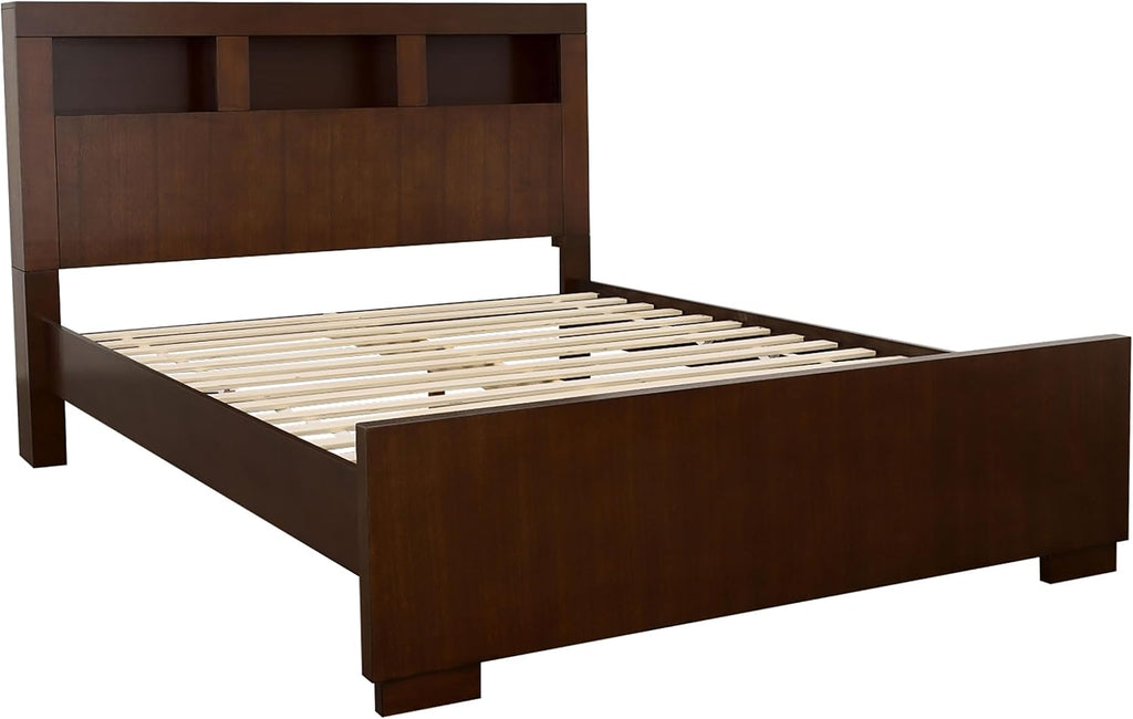 Coaster Home Furnishings Jessica Contemporary 5-Piece Bedroom Set California King Size LED Storage Bookcase Bed Frame 47-inch Headboard Cappuccino 200719KW-S5