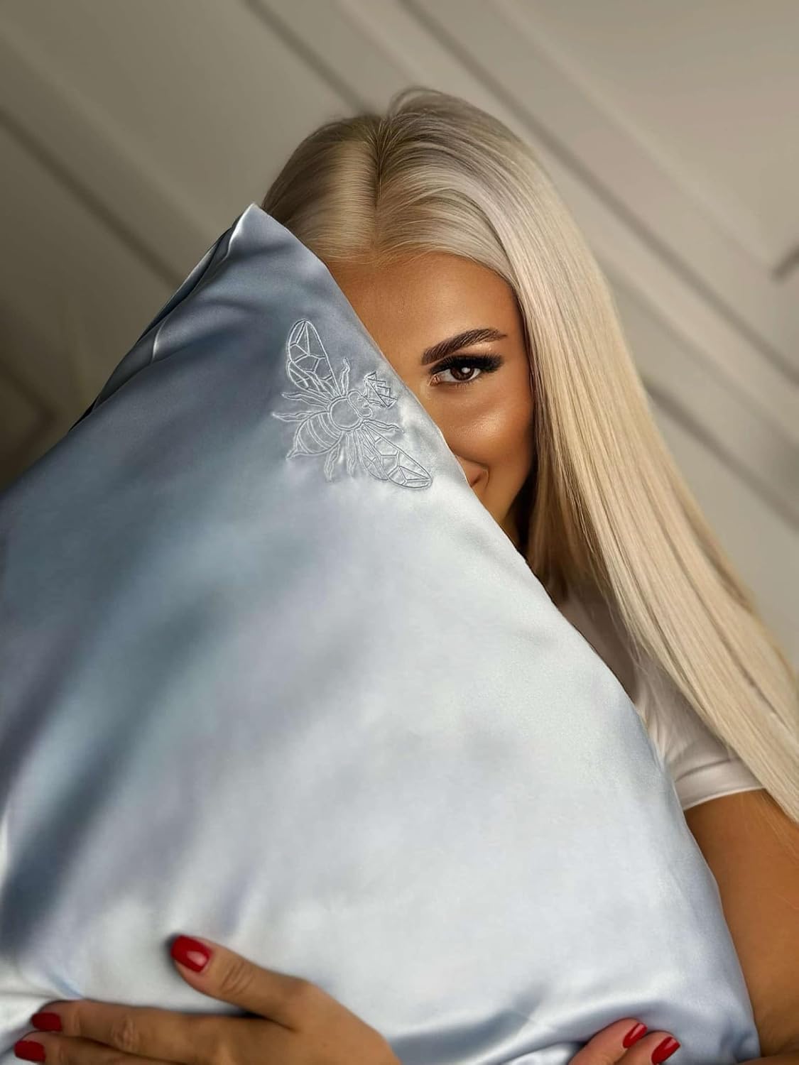2 Pack Silk Pillowcase for Hair and Skin - 22 Momme Mulberry Silk - Charmeuse Weave - Envelope Closure - Standard Size - White