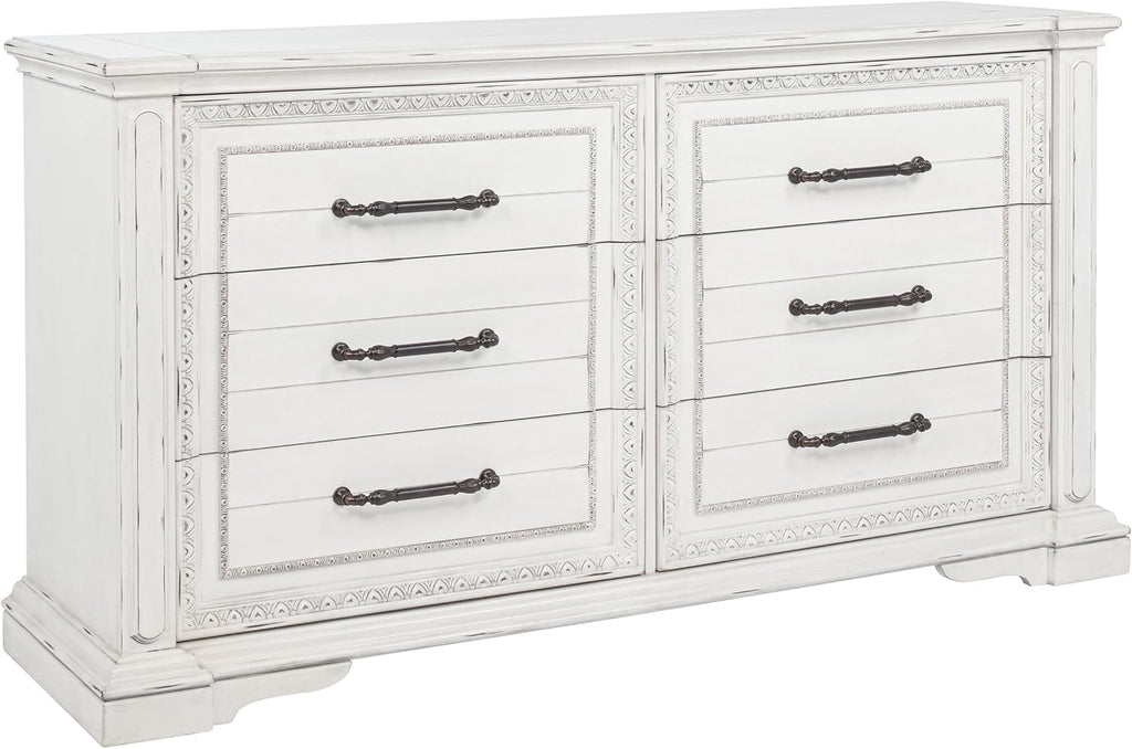 Coaster Home Furnishings - McKinney - Wood - 5-Piece Bedroom Set with Crown Moldings and USB Ports - Bedroom - Queen Size - Vintage White - 215871Q-S5