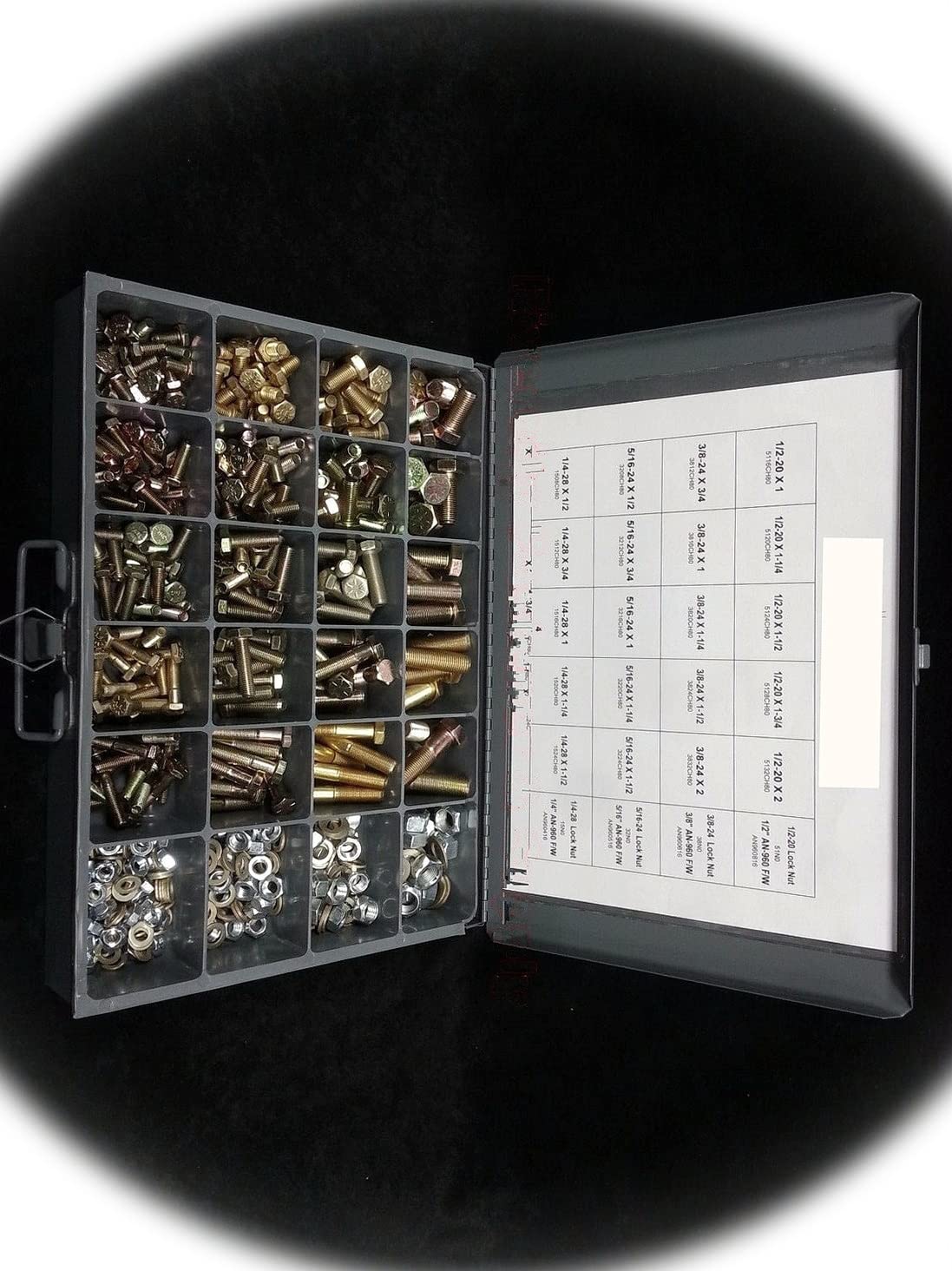 Grade 8 Bolt, AN960- Washer & All Metal Lock Nut Assortment Fine Thread Race Car Multi-Purpose Comprehensive Hardware Fastener Assortment Kit Cit00795Riv
