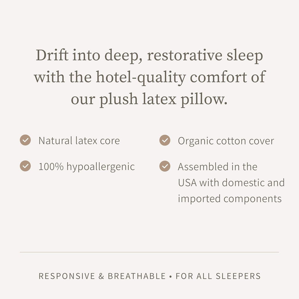 Saatva Latex Pillow - Standard Loft (4' - 5') - Hypoallergenic Pillow with Shredded Latex Core - Breathable - Machine Washable Organic Cotton Cover - King (34'x18') 1 Pack