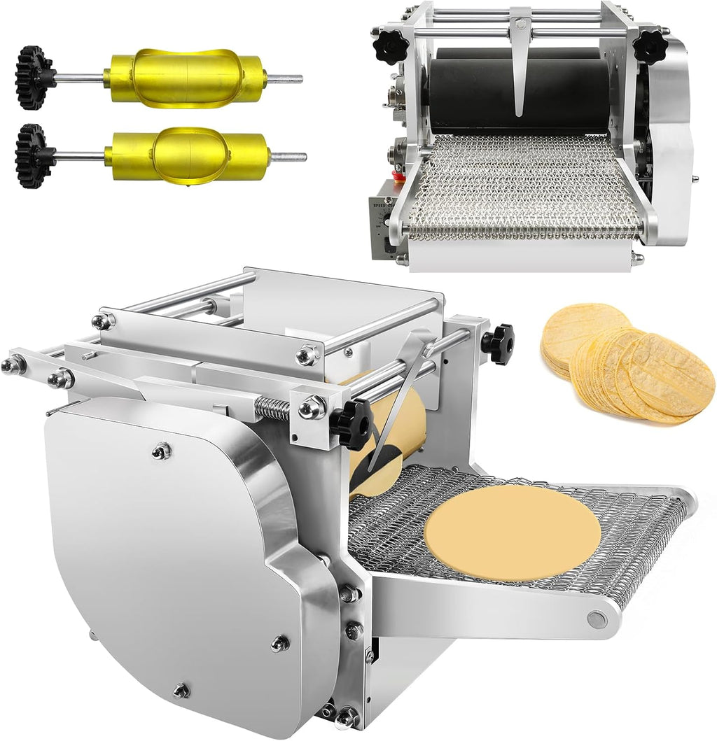 Electric Tortilla Maker with 2 Free Mold (4in+6in), Heavy Duty Automatic None-Stick Mexico Chapatti Corn Machine 1500-2000pcs/h for Roti Pita Tacos Tortilla, Commercial Home Use