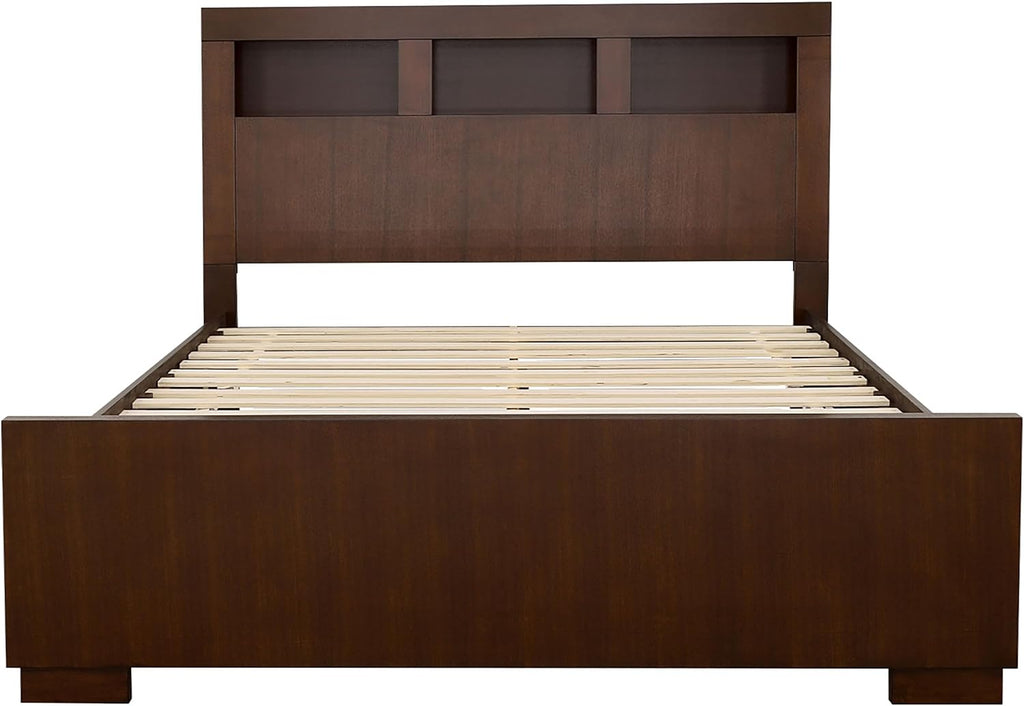 Coaster Home Furnishings Jessica Contemporary 5-Piece Bedroom Set Eastern King Size LED Storage Bookcase Bed Frame 47-inch Headboard Cappuccino 200719KE-S5