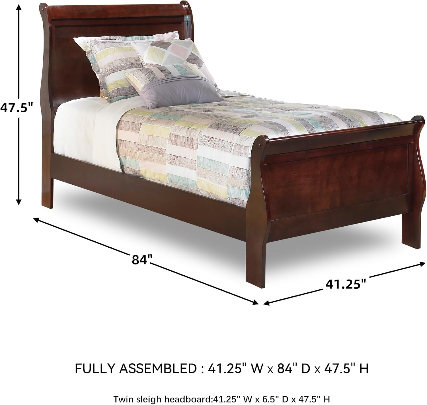 Signature Design by Ashley Alisdair Traditional Twin Sleigh Bed, Foundation or Box Spring Needed, Dark Brown
