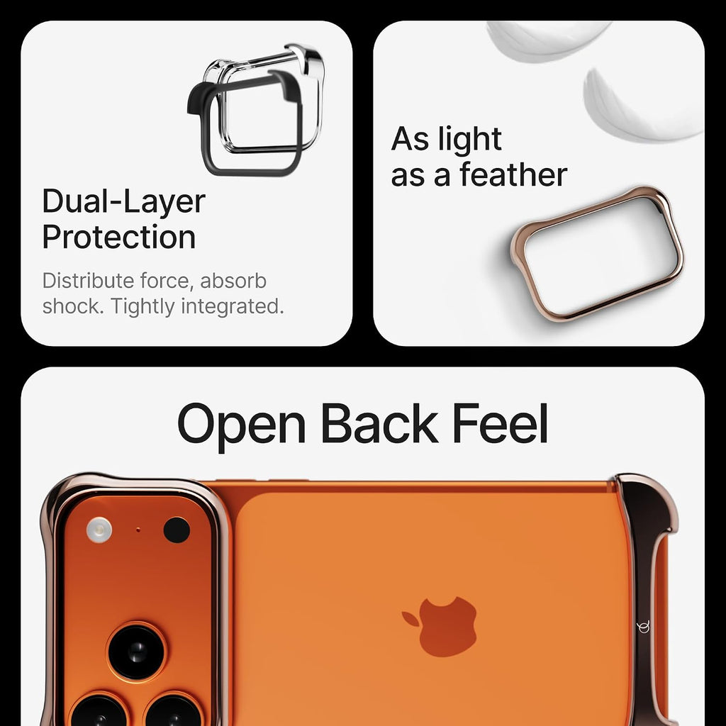 Arc Pulse Compatible with iPhone 17 Pro Max Phone Case (2025), Minimalist Protective Shock Absorption Aerospace Grade Aluminum Shells + Elastomer Inlays Easy Fit 6.9 inch Rose Bronze