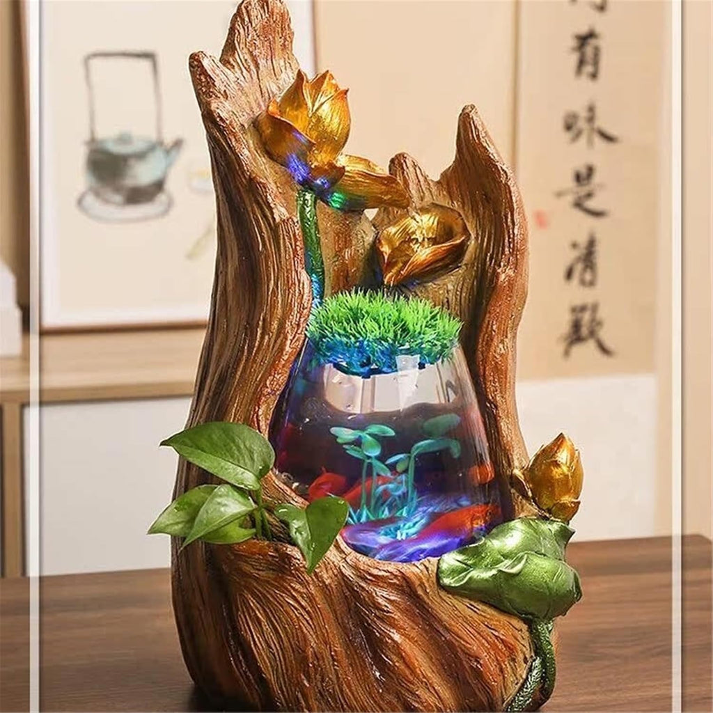 Tabletop Fountain Waterfall Tabletop Fountain Small Home Desktop Fish Tank Water Circulation Ornaments
