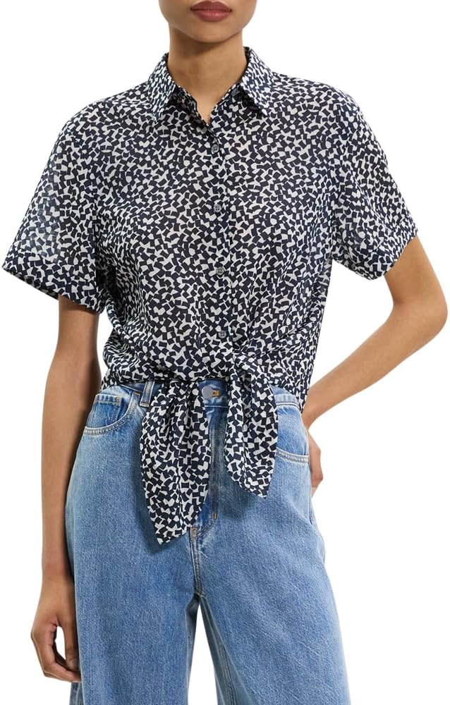 Theory Women's Tie Front Ss Bl