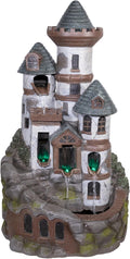 Alpine Corporation USA1368 Outdoor Floor Tiered Fairy Castle Water Fountain with Color Changing LED Lights, 35', Brown