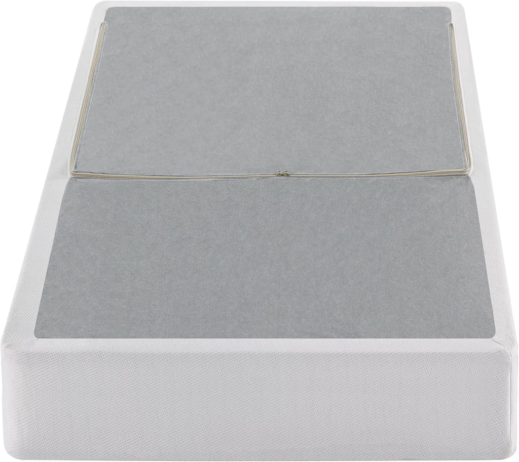 ZINUS 9 Inch Box Spring with Cover, No Assembly Mattress Foundation, Sturdy Metal Structure, Twin XL, White