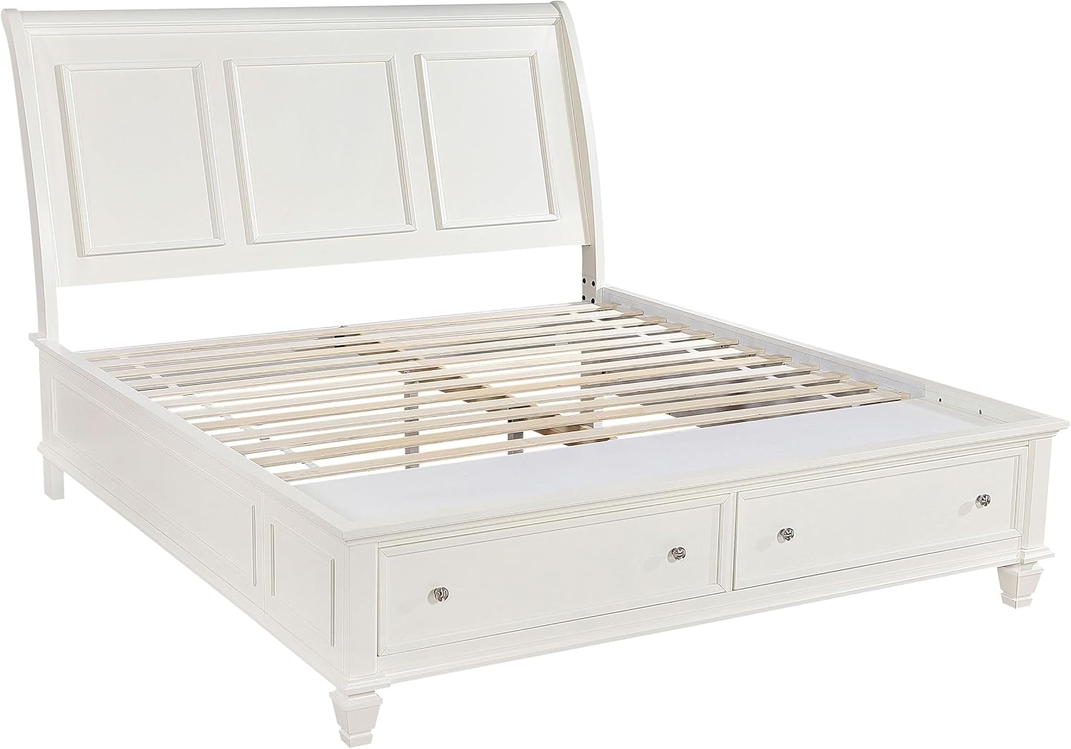 Coaster Home Furnishings Sandy Beach Coastal 5-Piece Bedroom Set Eastern King Size Storage Panel Bed Frame 57-inch Headboard Cream White 201309KE-S5