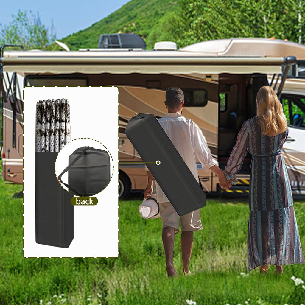 EEZ RV Products 9ft x 18ft Heavy Duty Reversible/Durable Outdoor Patio/RVing Camping Mats Come with Large Storage Bag & 6 Sets of Stakes and Washer, Vine Brown