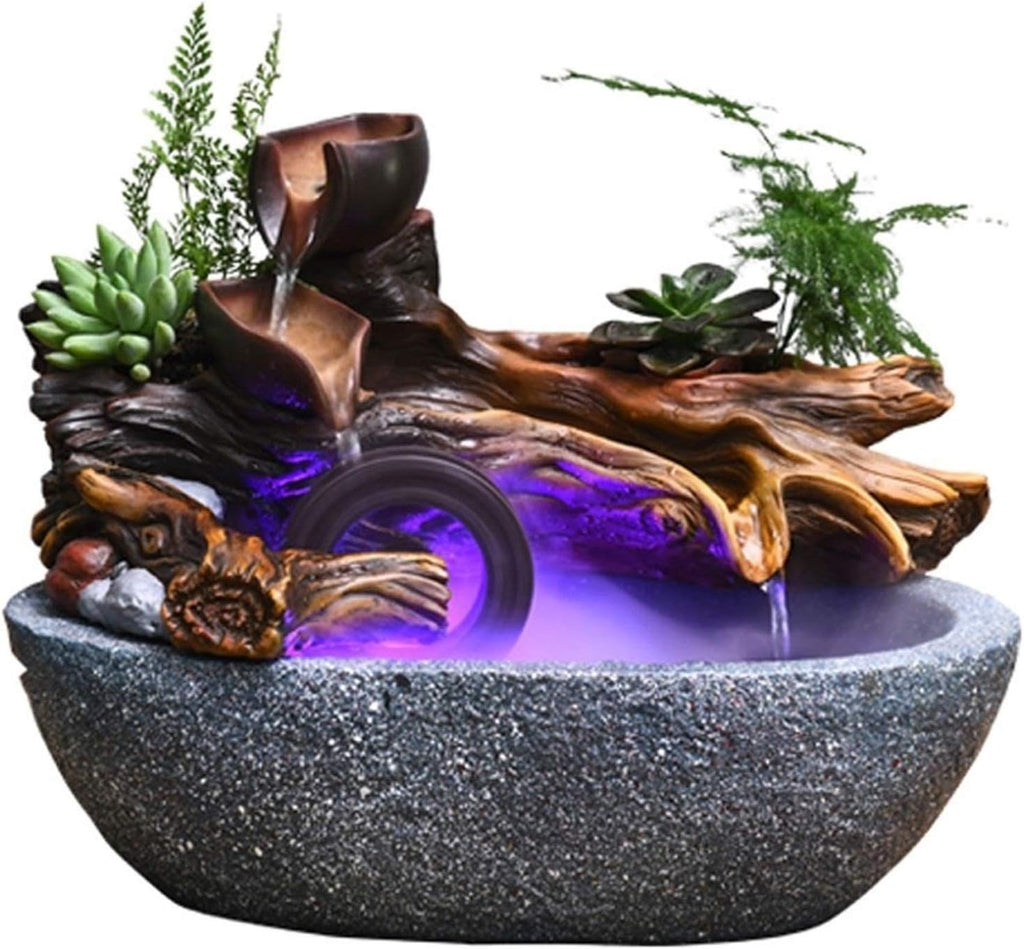 VALTEV Tabletop Water Fountain Living Room Office Desktop Rockery Fountain Accessories Gifts with Atomizer 32 * 20 * 24 Home Decor