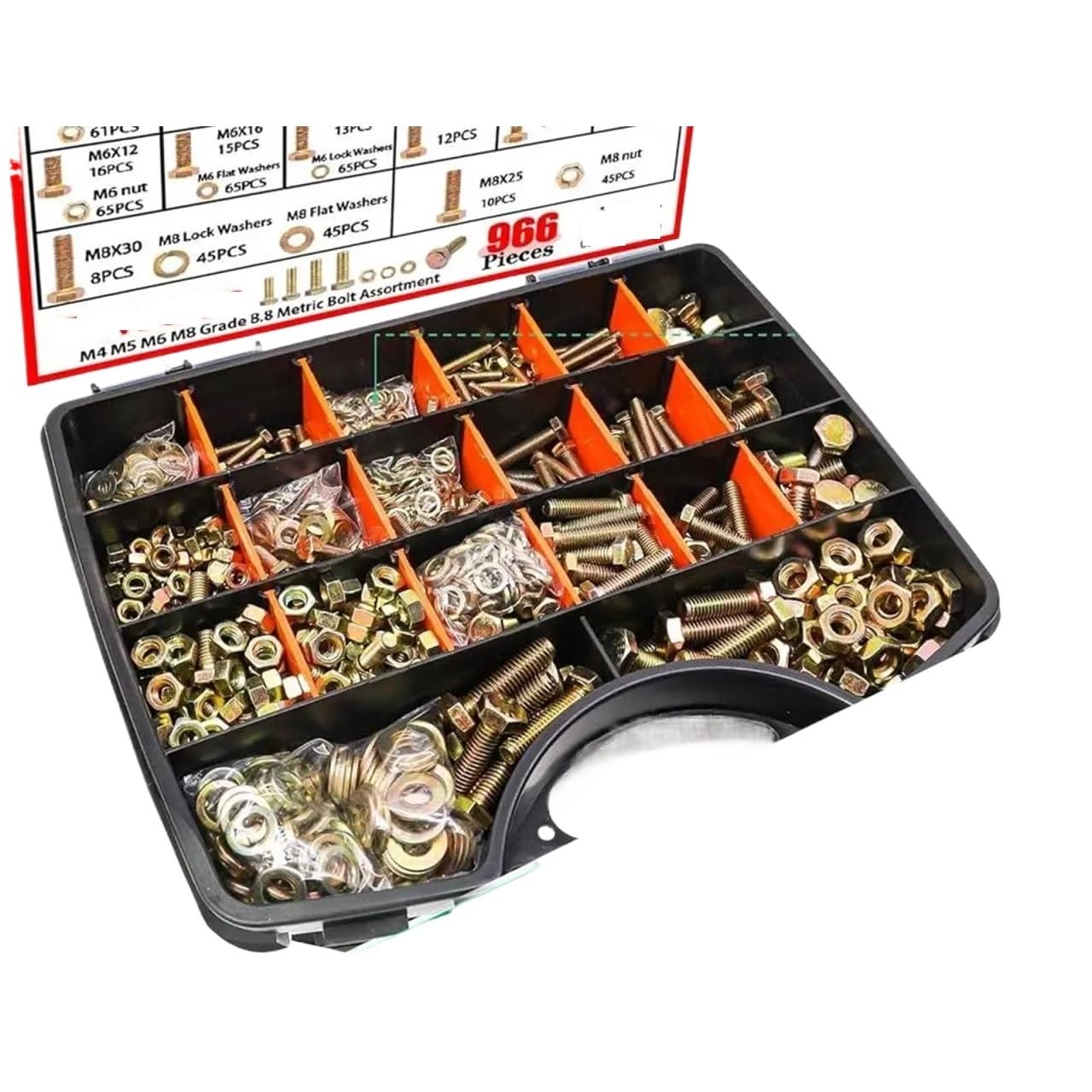 Set Screw Assortment Kit 966Pcs Grade 8. Metric Hex Head Bolt Kits for Homeowners,DIYers,Mechanics,Industrial Workers