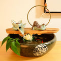 Tabletop Waterfall Fountain, Zen Meditation, Resin, Indoor Water Feature for Home, Office, Bedroom, Living Room, Space, Fengshui Decor(A,12.5 * 12.5 * 9.8in)