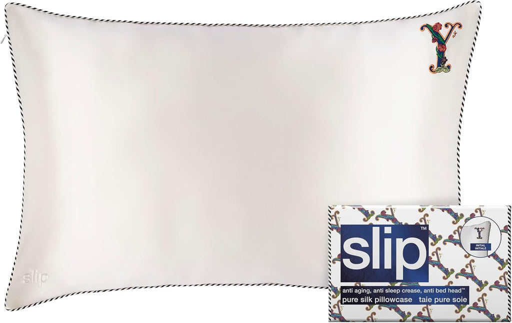 slip The Original Queen Pure Silk Pillow Case - 100% Pure 22 Momme Mulberry Silk - Queen Standard Size - Anti-Aging, Anti-BedHead, Anti-Sleep Crease, Initial Collection: Letter Y (20' x 30')