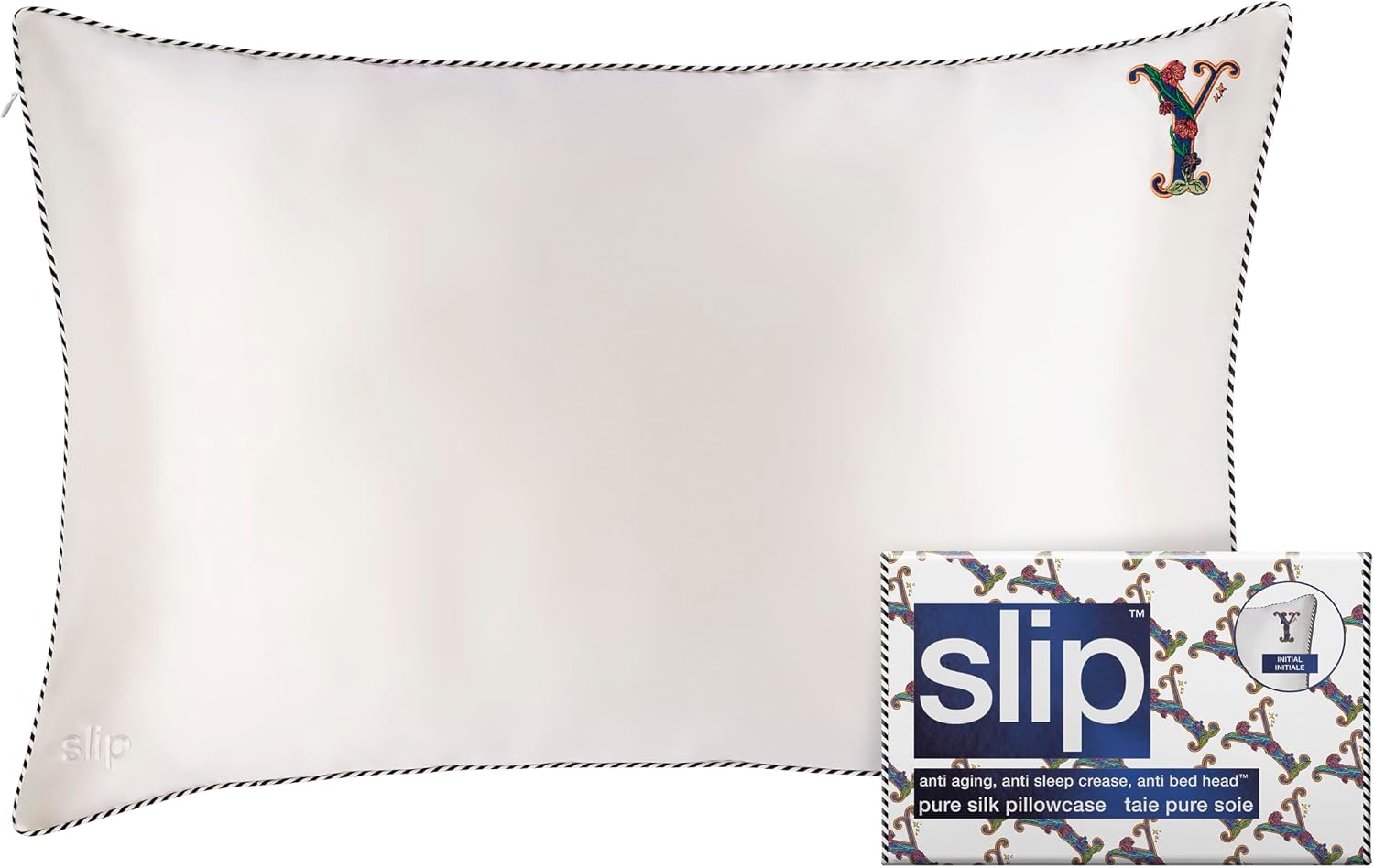 slip The Original Queen Pure Silk Pillow Case - 100% Pure 22 Momme Mulberry Silk - Queen Standard Size - Anti-Aging, Anti-BedHead, Anti-Sleep Crease, Initial Collection: Letter Y (20' x 30')