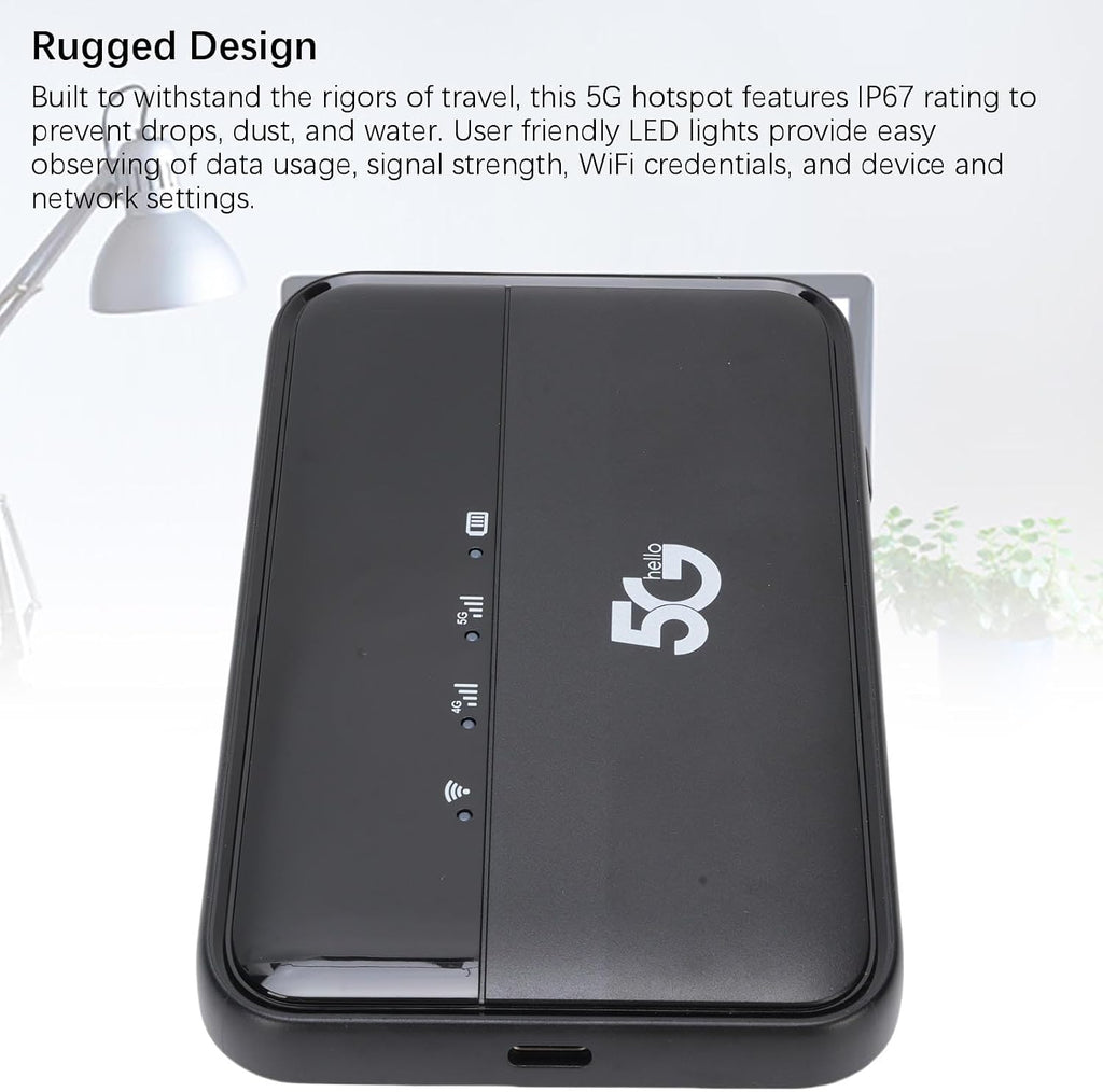 5G Mobile Hotspot, WiFi 6 Portable Router 2.77Gbps Internet with 10000mAh Battery and Nano SIM Card Slot, for Travel and Business