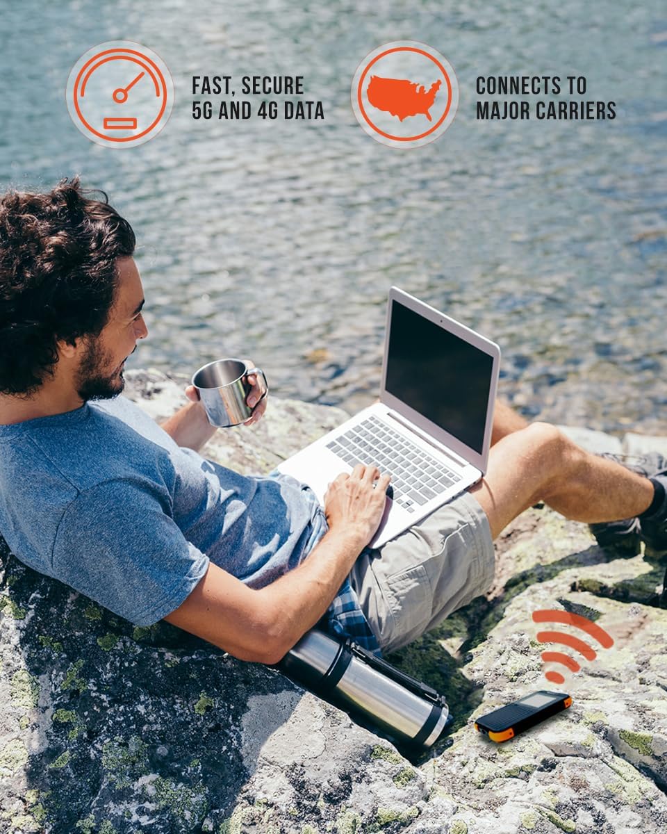 SIMO Solis 5G WiFi Mobile Hotspot for Travel, Local and International Coverage Router, Multi-Carrier Access, No Contract Required, Supports 16 Devices, 1GB/Month Lifetime Data Included (Renewed)
