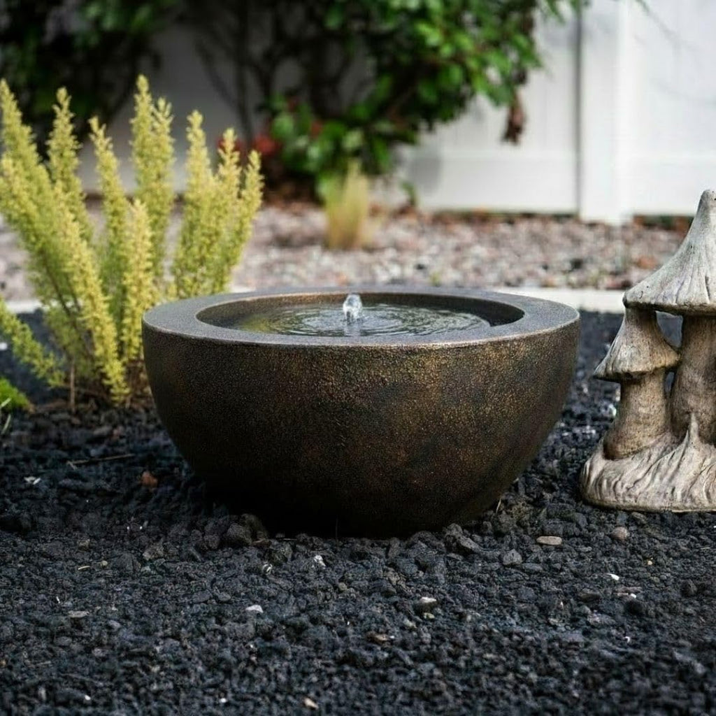 XBrand 19.8' W Round Sphere Water Fountain Indoor Outdoor with LED Light, Polyresin Bubbler Feature for Patio Garden Yard Home Décor, Bronze