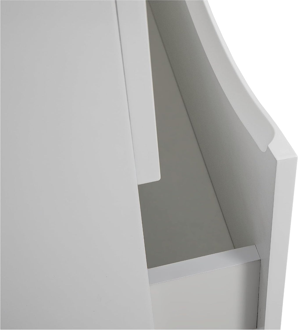 Modern Wall-Mounted Bathroom Vanity with Washbasin | Wave White High Gloss Mirror | Non-Toxic Fire-Resistant MDF-28-Omega Mirror R-line 24'