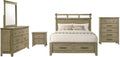 Coaster Home Furnishings - Hazlewood - Wood - 5-Piece Bedroom Set with Storage Bed, Rustic Style, Oak Grain and Round Knobs - Bedroom - Queen Size - Vineyard Oak - 207530Q-S5
