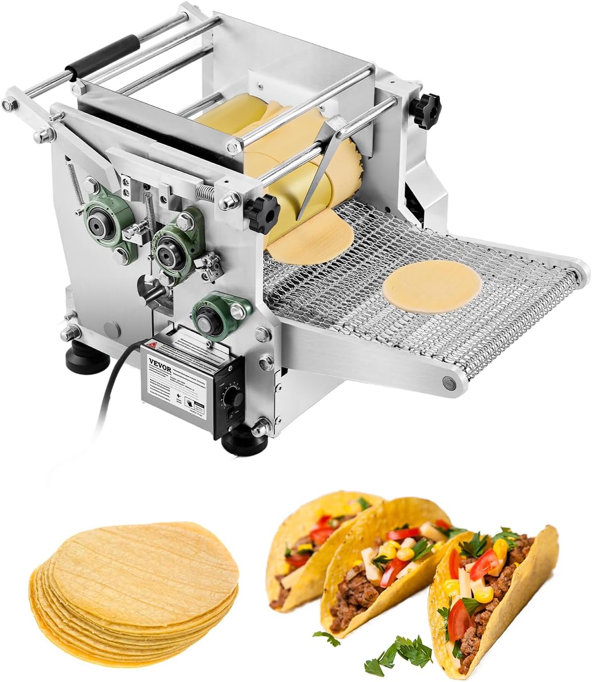 VEVOR Electric Tortilla Maker, 5.5 Inch Diameter Automatic Corn Tortilla Making Machine with Non-Stick Coating, Electric Chapatti Machine Suitable for Produce Sopes Gorditas Roti Pita Tortilla Pizza