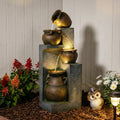 Bumilgar 53''H Water Fountain Outdoor Garden Fountain Large- 4 Tiered Cascading Bowls and Outdoor Fountains and Waterfalls with Lights for Garden, Patio, Backyard, Porch Home Art Decor