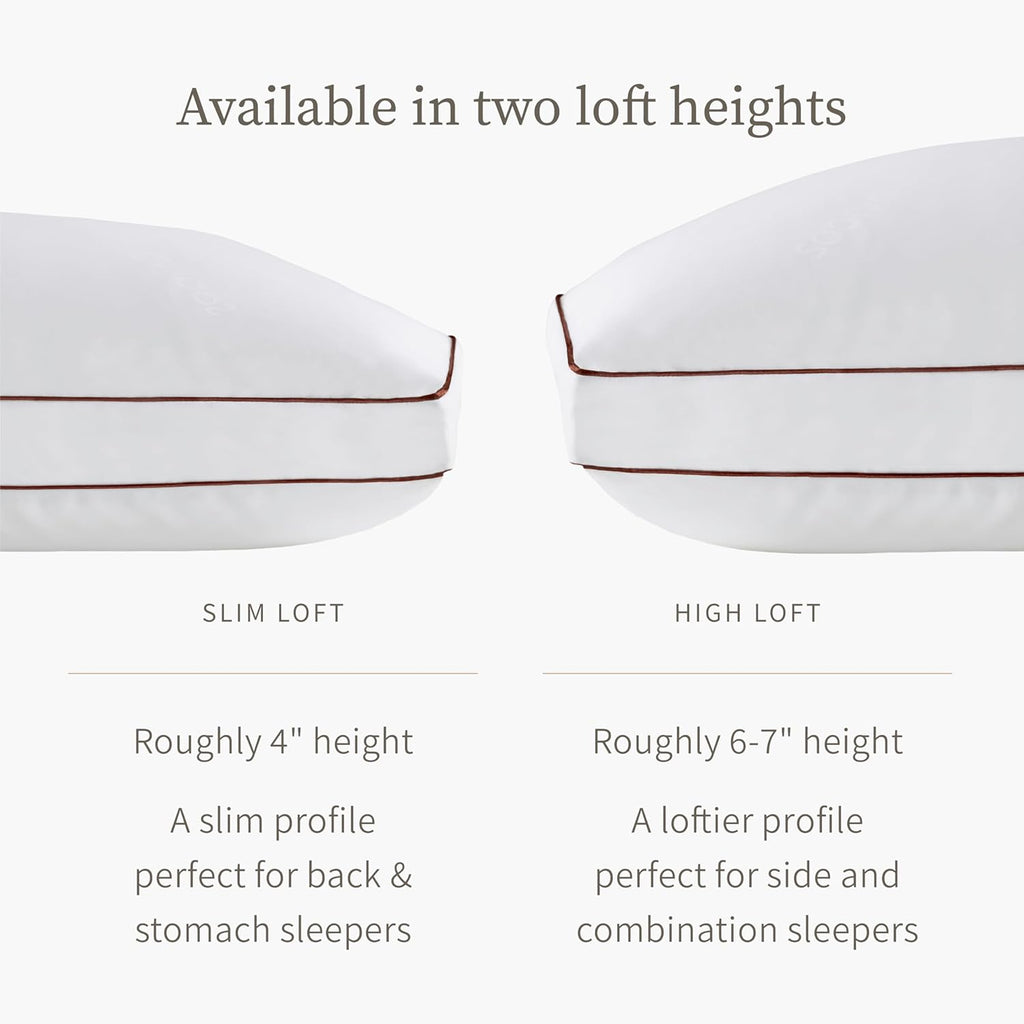 Saatva Latex Pillow - Standard Loft (4' - 5') - Hypoallergenic Pillow with Shredded Latex Core - Breathable - Machine Washable Organic Cotton Cover - Queen (28'x18') 1 Pack