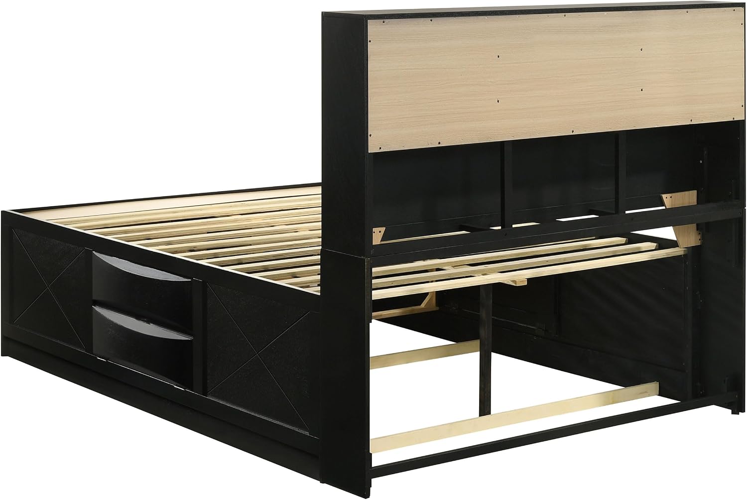 Coaster Home Furnishings Briana Transitional 4-Piece Bedroom Set Queen Size Storage Bookcase Bed Frame 56-inch Headboard Black 202701Q-S4