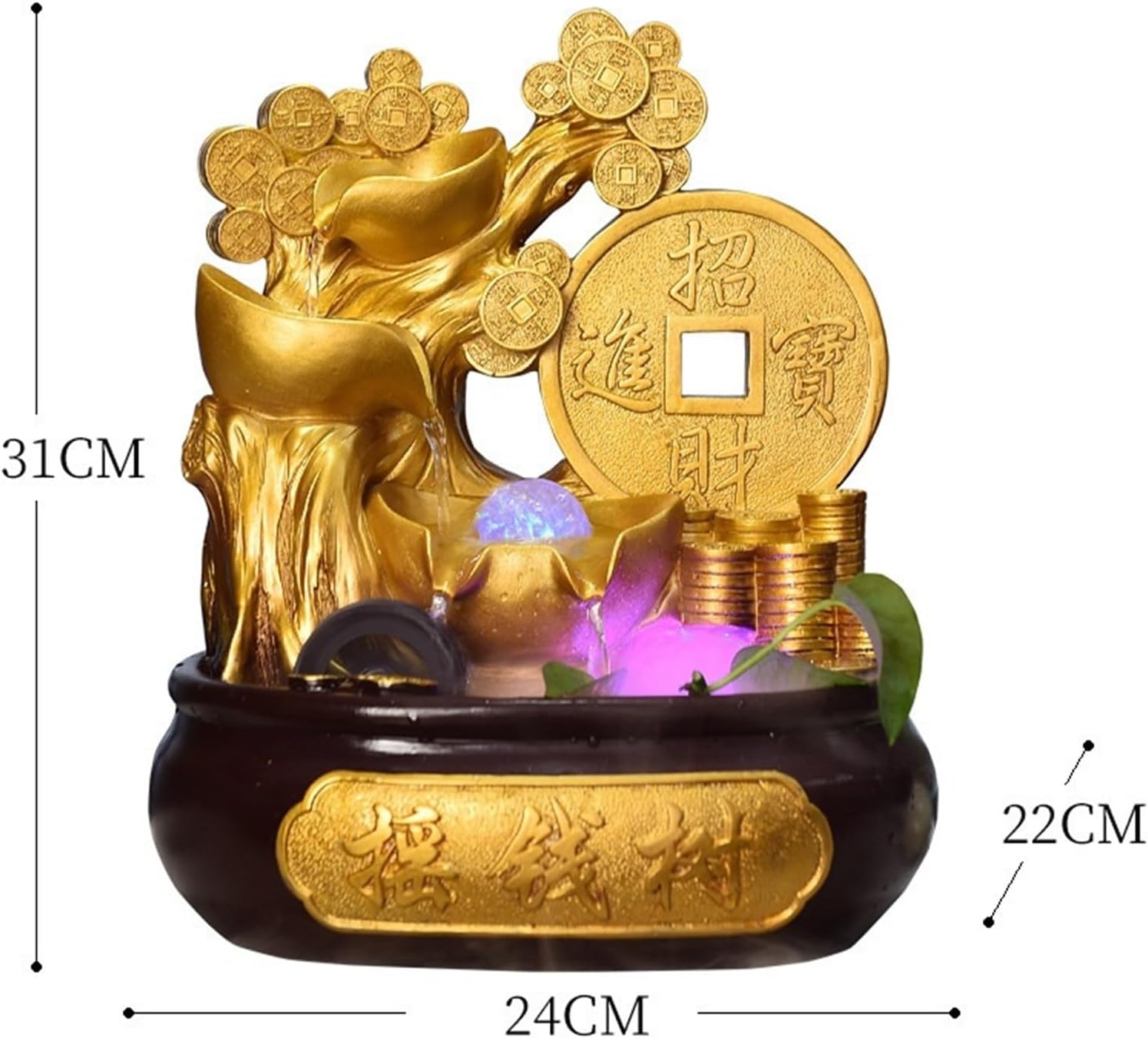 Feng Shui Tabletop Fountain Running Water Wealth Making Circulating Ornaments Opening Gifts Cornucopia Fortune Tree Crystal Ball Money Tree,Home Decor, Housewarming Gift(B(with Mist Maker))