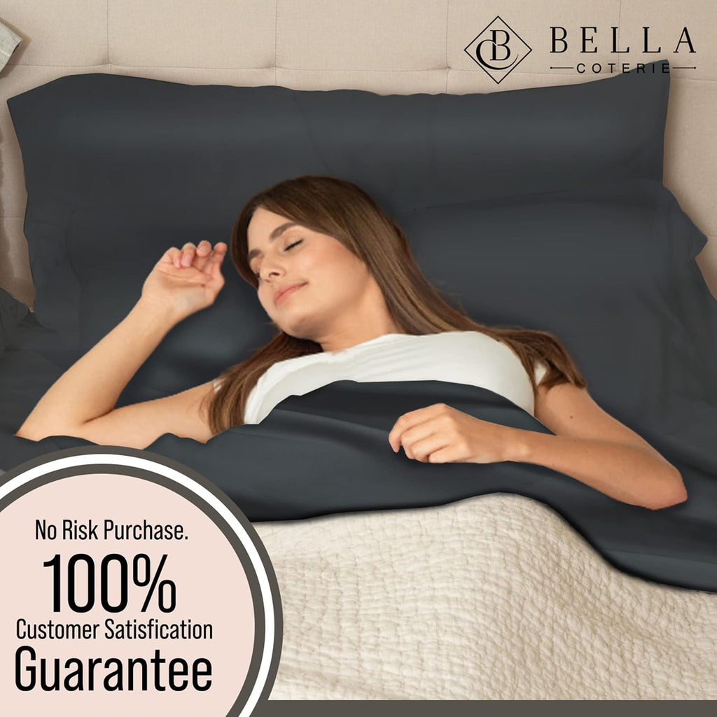 Bella Coterie 6 Piece Luxury Bamboo Viscose King Size Sheet Set | 100% Organically Grown | Cooling for Hot Sleepers | 18' Deep Pocket | Soft & Hypoallergenic | 4 Pillowcases [Charcoal Grey]