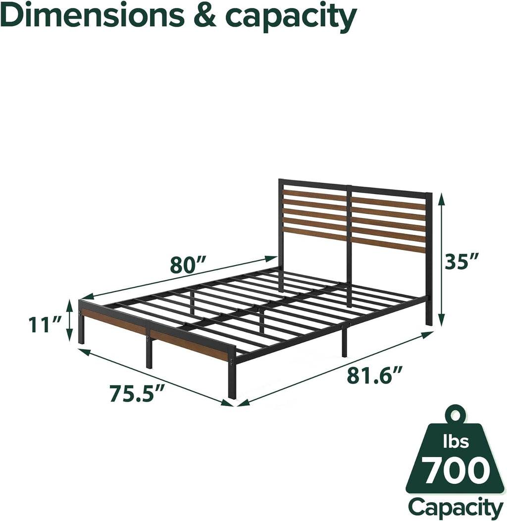 Zinus Kai Bamboo and Metal Platform Bed Frame with Headboard, No Box Spring Needed, Easy Assembly,King, Brown