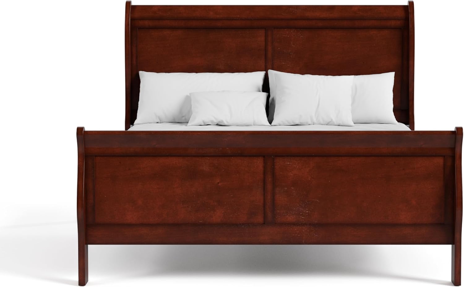 Furniture of America Arabella Traditional Solid Wood 3 Piece Bedroom Set, Queen Bed Frame and Nightstands Set of 2, Chic Sleigh Design Bedframe with Headboard and Footboard, Box Spring Needed, Cherry