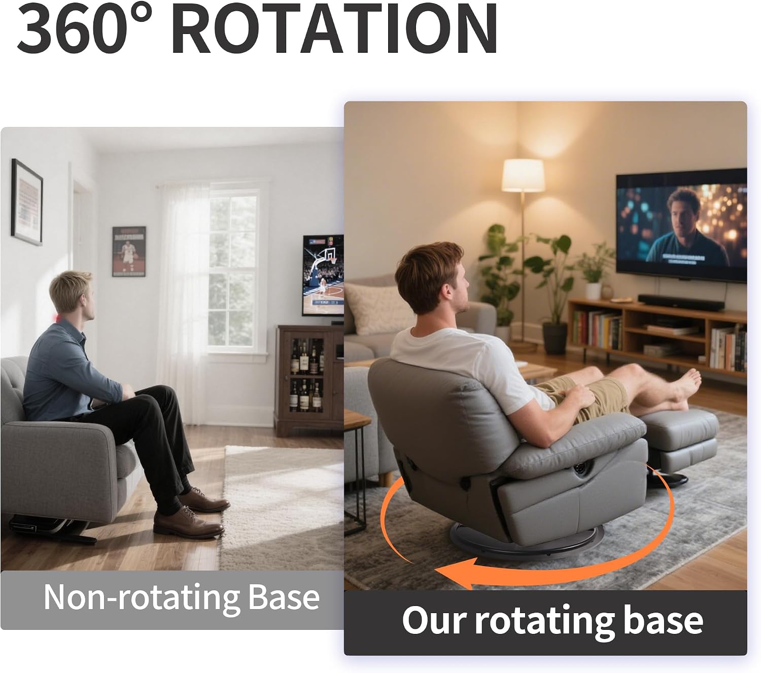 24 inch Swivel Base for Recliner Chair with 27.5 inch Pad, Couch Chair Replacement Parts 360 Degree Ball Bearing Rotating Ring Plate Kit Set of 2