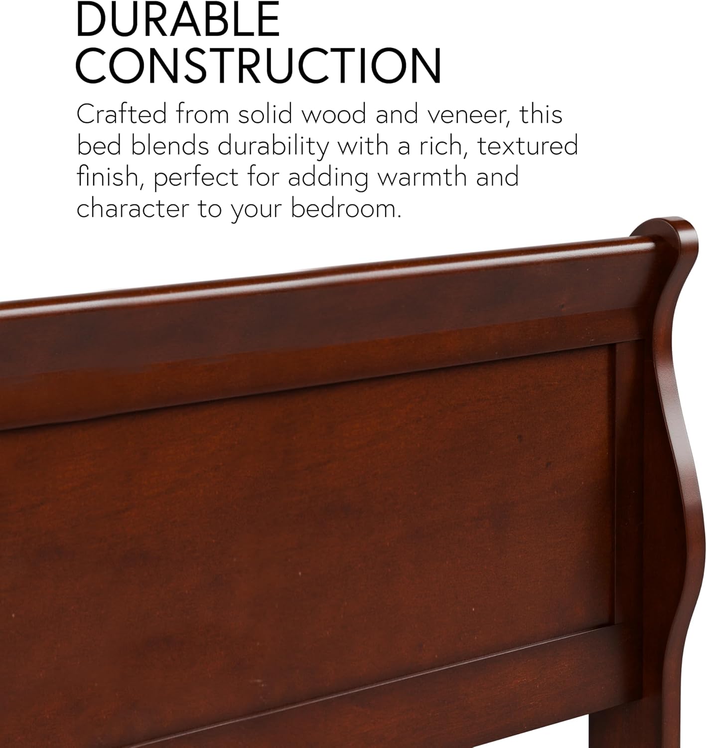 Furniture of America Arabella Traditional Solid Wood 3 Piece Bedroom Set, Queen Bed Frame and Nightstands Set of 2, Chic Sleigh Design Bedframe with Headboard and Footboard, Box Spring Needed, Cherry
