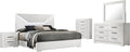 Coaster Home Furnishings Ives Contemporary 5-Piece Bedroom Set Queen Size LED Panel Bed Frame 57-inch Headboard White High Gloss 224941Q-S5